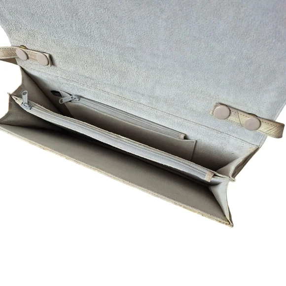 Vintage 80s Korean Eel Skin Shoulder Clutch Bag Removable Strap - Picture 5 of 12